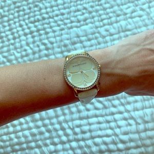 BCBG White Leather Watch